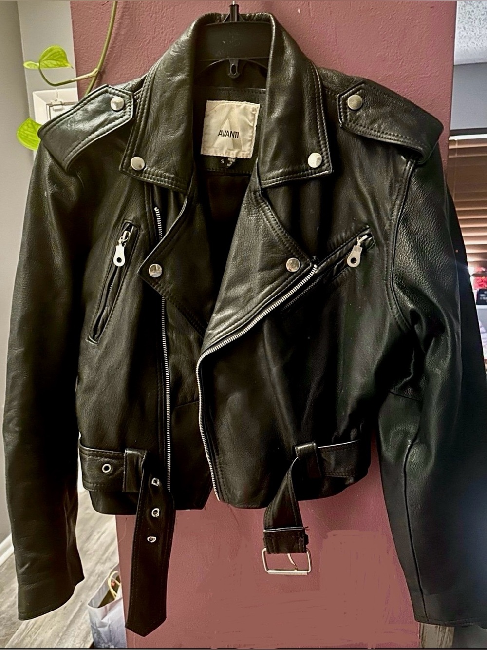 Avanti Black Leather Biker Jacket